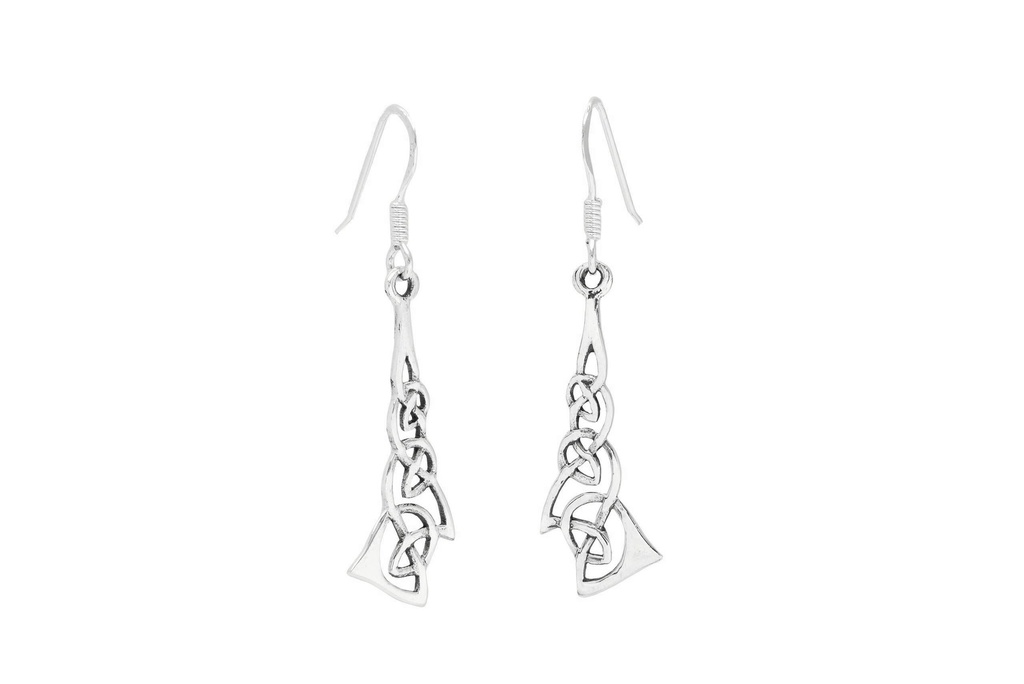 Keltische Ohrhänger „Trinity“ aus 925er Silber – Lange Damenohrringe 4,6 cm mit Triquetra-Knoten