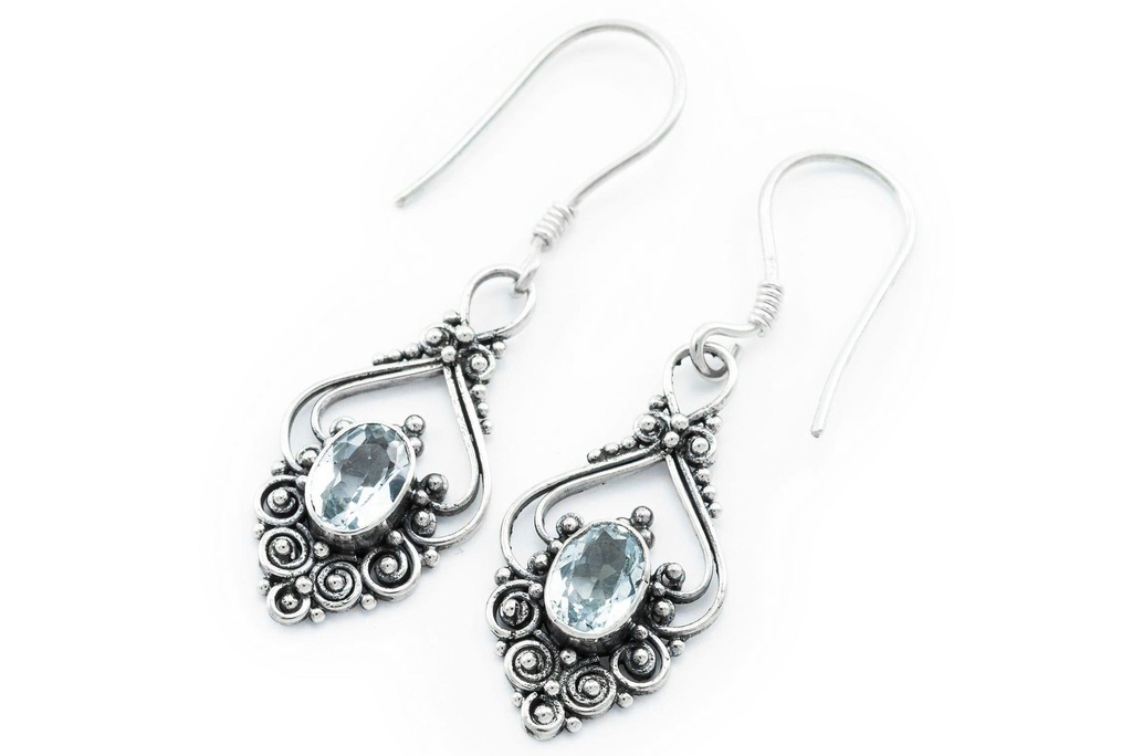 Schmuck Ohrhänger Salia Topaz 2,4 cm – Silber 925 – Filigrane Ohrringe mit echtem Edelstein