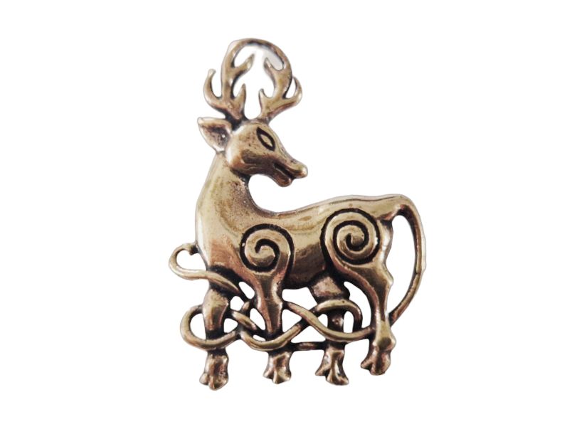 Schmuck Anhänger Dwalin 4 cm – Bronze – Keltischer Hirsch als Amulett für Schutz & Anderswelt-Magie