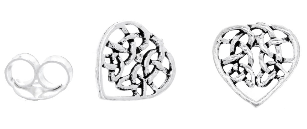 Ohrstecker Amica Keltisches Herz aus Silber 925 – Boho Ohrschmuck Ø 7 mm