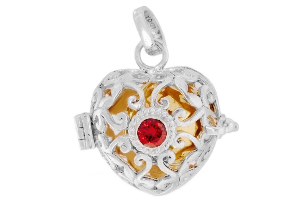 Silber Medaillon Anhänger WELUSA mit Klangkugel – Elfenrufer Schmuck 2,9 cm