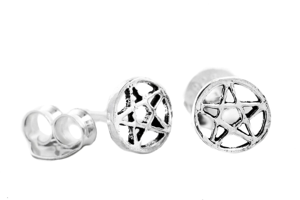 Ohrstecker DRUIDICA aus 925er Silber Ø 5,5 mm – Pentagramm Schutzsymbol Schmuck