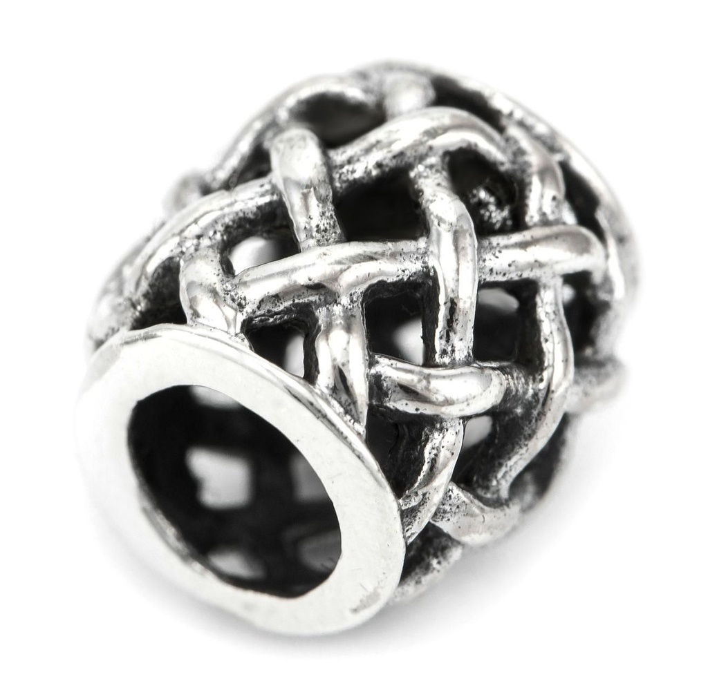 RAGNAR Bartperle aus Silber – Wikinger Haarschmuck mit Netzstruktur Ø 7 mm