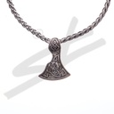 Halskette „Mittelalter Breit-Axt“ – Silberfarbener Anhänger mit beidseitigem Muster