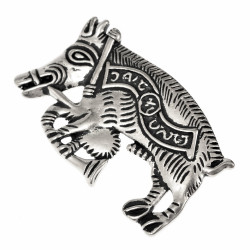 [07 PZ Bagpipe-Pig-b] Pilgerzeichen "Schwein mit Dudelsack" (Bronze)