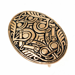 Messergriff-Abschlussplatte „Wikinger“ – Bronze oder versilbert, Motiv nach Bornholm-Fund