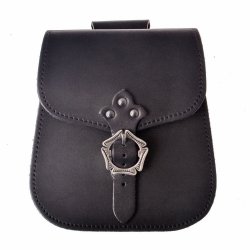 [01 T-Gro Bla.fa.sc] Mittelalter-Gürteltasche - Schnallenverschluss (schwarz)