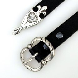 [10 MA 2:A Z.le.br.gr.s.me.si] Mittelalter-Gürtel 2 cm + Riemenende (S, braun, silber)