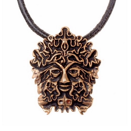 [0 Green-Man-br] Amulett "Grüner Mann"  - Accessoire, Schmuck für Mittelalter, LARP und Alltag (Bronze)