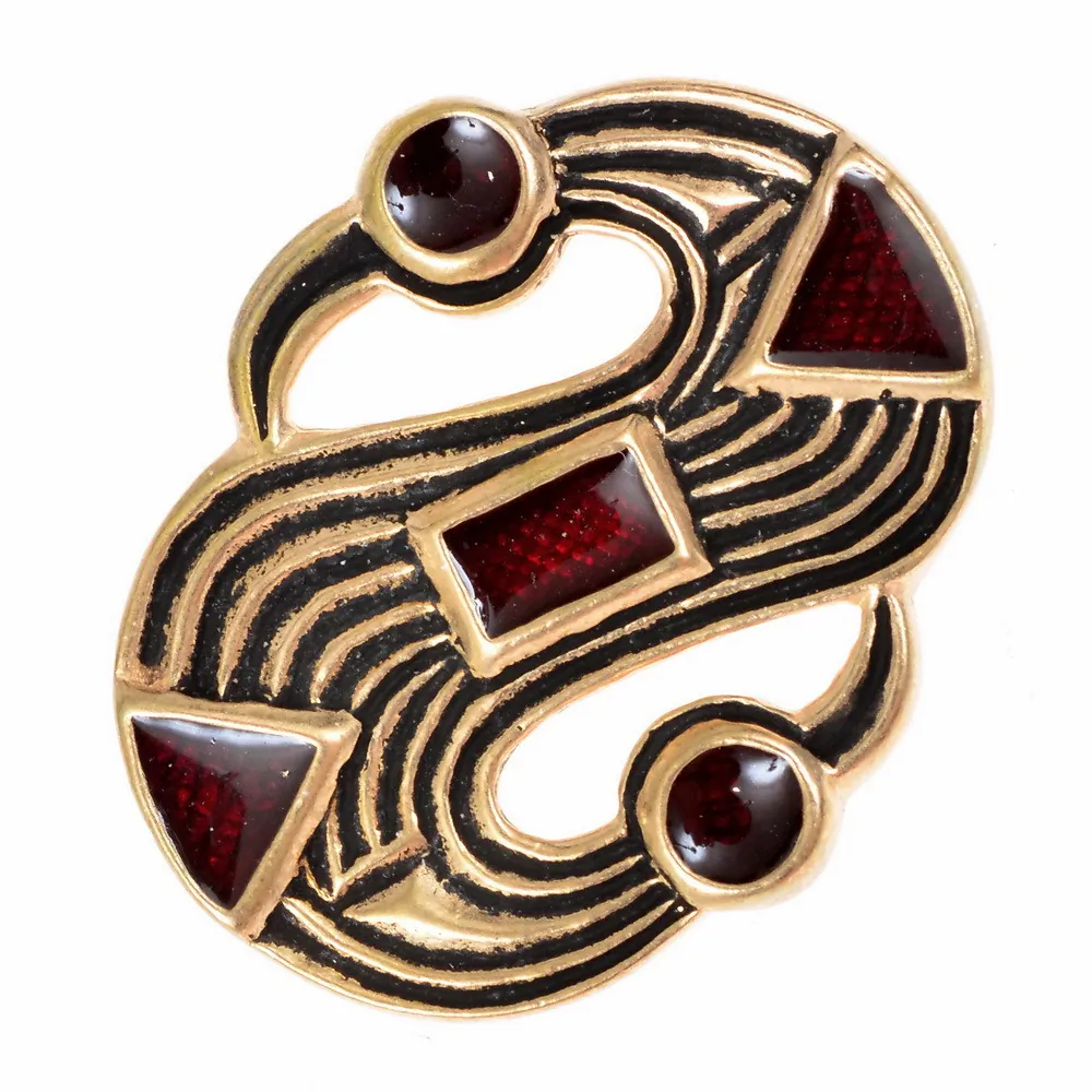 [07 Br S-Fibel-b] Germanische S-Fibel mit Glaseinlagen (Bronze)