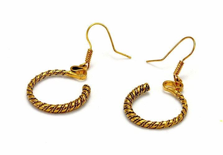 Paar Bronzeohrringe 'Schläfenring, gedreht' - Accessoire, Schmuck für Mittelalter, LARP und Alltag