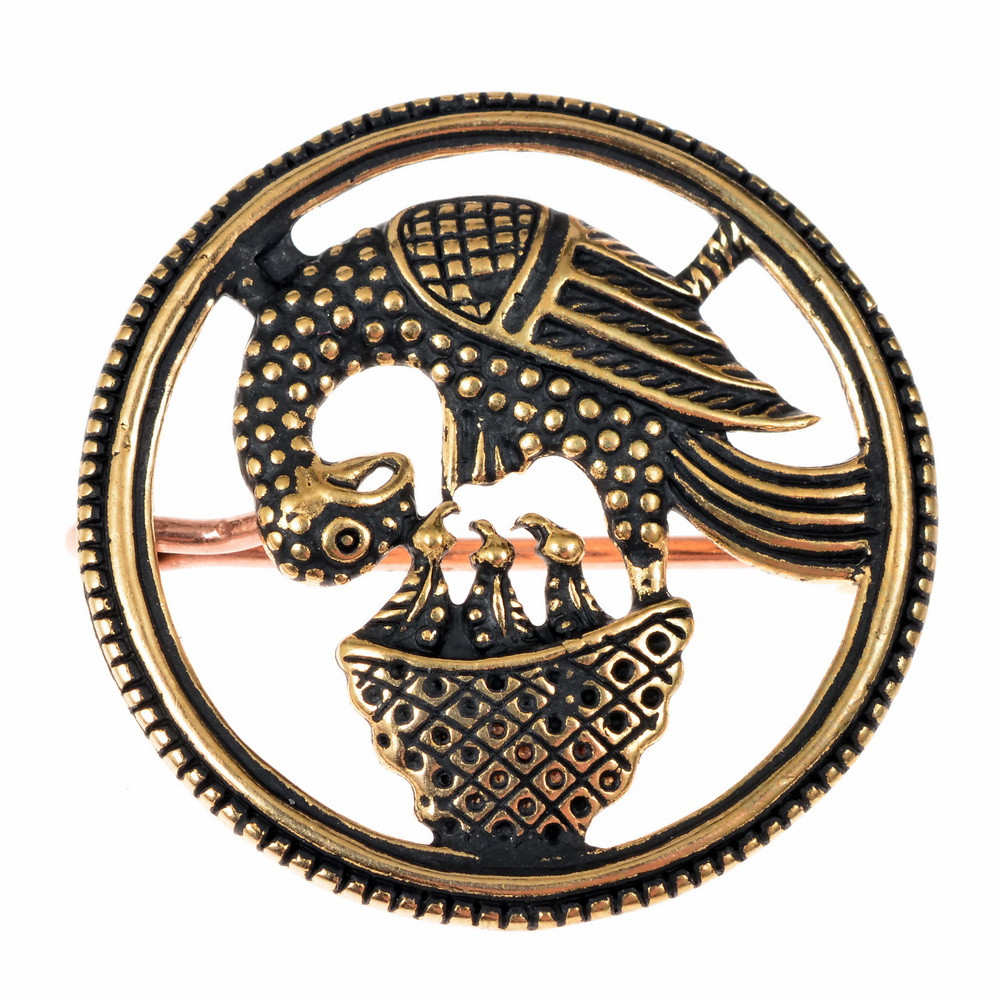 [07 BR Pelikan-b] Mittelalterliche Fibel Pelikan (Bronze)