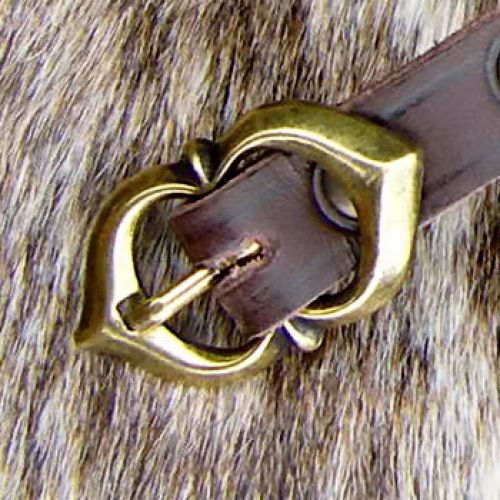 [10 MA 15:B.le.br.me.si] Spätmittelalter-Gürtel aus Leder - 1,5 cm (braun, silber)