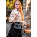 Mittelalterbluse mit Spitze "Bettina" Hanffarben