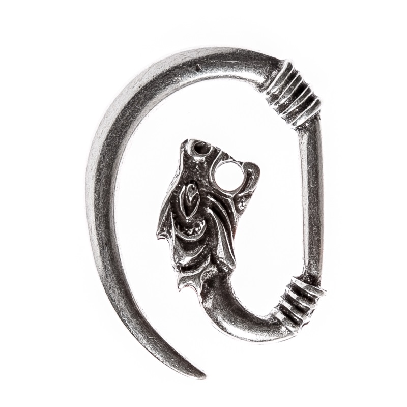 Drachenkopf-Hakenverschluss – Wikinger-Verschluss für Mantel & Umhang in Silber, Kupfer oder Altmessing 