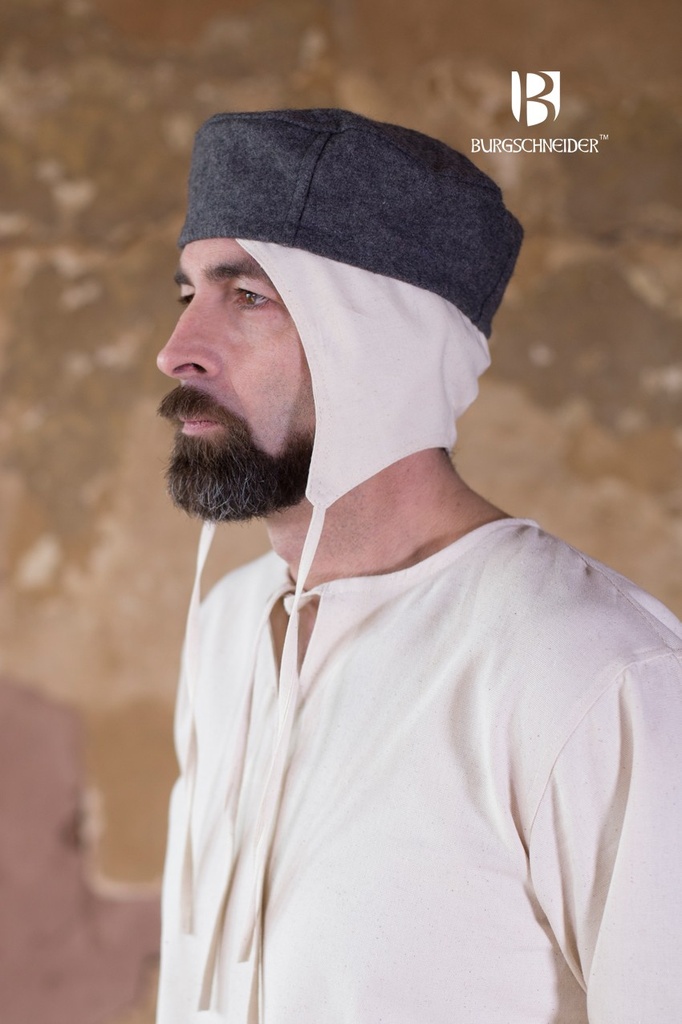 Kappe Hugo Wolle Grau  -  Mittelalterliches vom Burgschneider (S (57 cm))