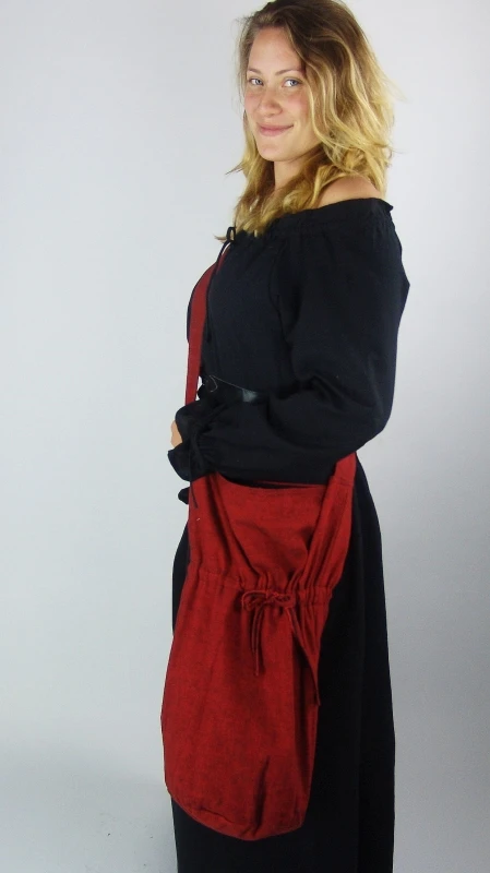 [9090r] Umhängetasche "Leti" in Rot – Auffälliges Accessoire für Mittelalter und LARP