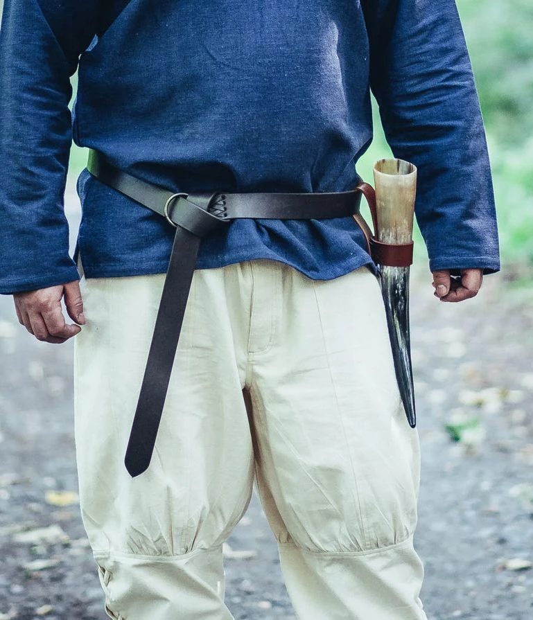 Ringgürtel mit Lederriemen schwarz in zwei Längen (S 150cm)