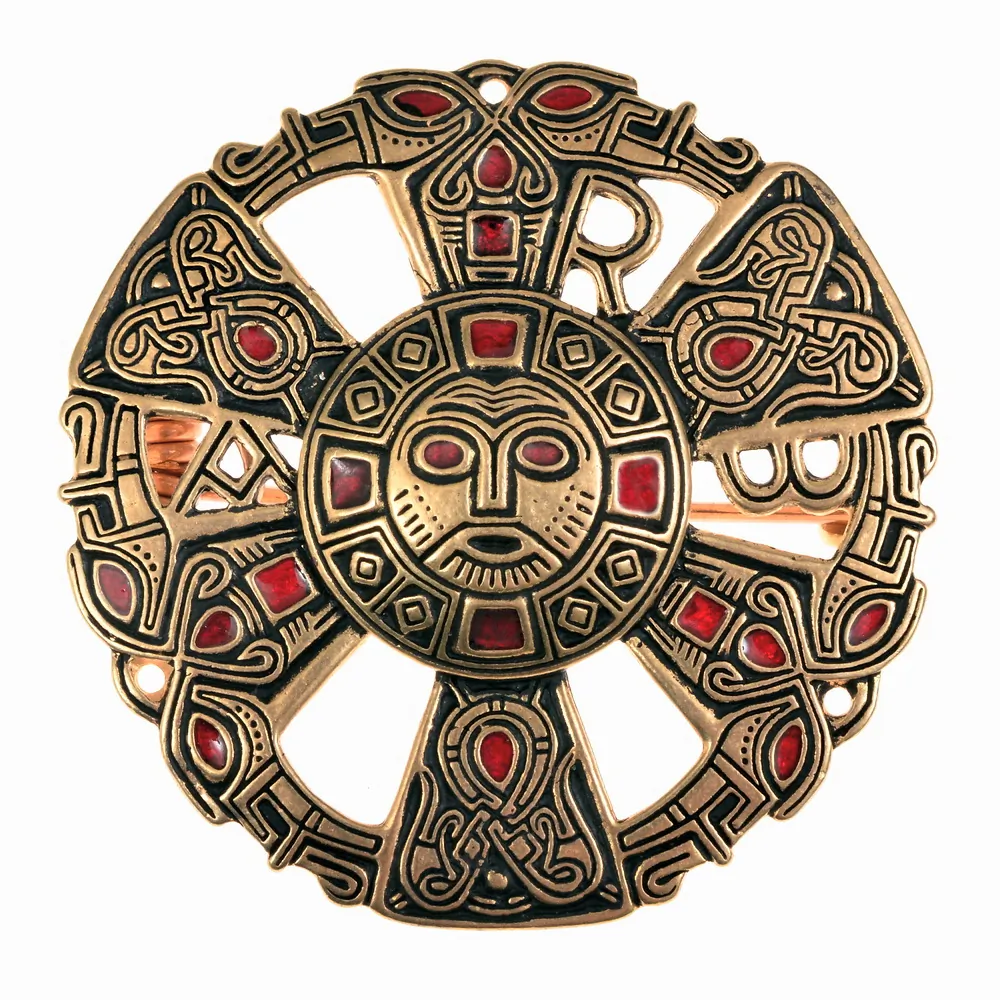 Mittelalter-Brosche „Limons“ – Merowinger-Replik mit Christogramm und Glasflusseinlagen