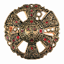 Mittelalter-Brosche „Limons“ – Merowinger-Replik mit Christogramm und Glasflusseinlagen