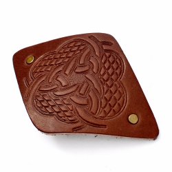 Kleine Leder-Haarspange mit Clip – Motiv Knoten, Wikinger oder Keltisch